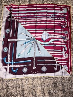90CM Hermes Scarf Encounter Cannes et Pommeaux & Les Cannes